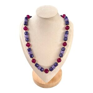 Vintage TRIFARI 80s Purple Lucite Beaded Necklace 30"